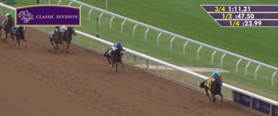 Effinex chases American Pharoah home in the 2015 Breeders' Cup Classic